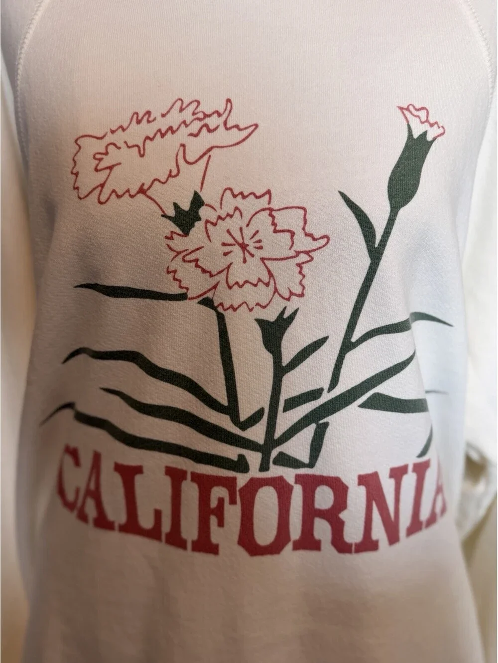 Free People Retrobrand California Classic Crewneck Oversized Sweatshirt, Cream